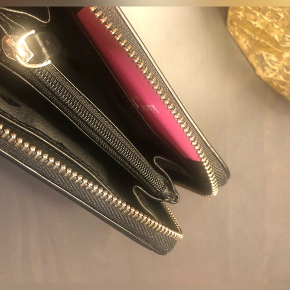 NWT rare Kate Spade NY black key chain 100% leather zipper wallet. - Picture 9 of 9